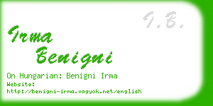 irma benigni business card